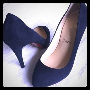 Christian Louboutin Navy Suede Pumps